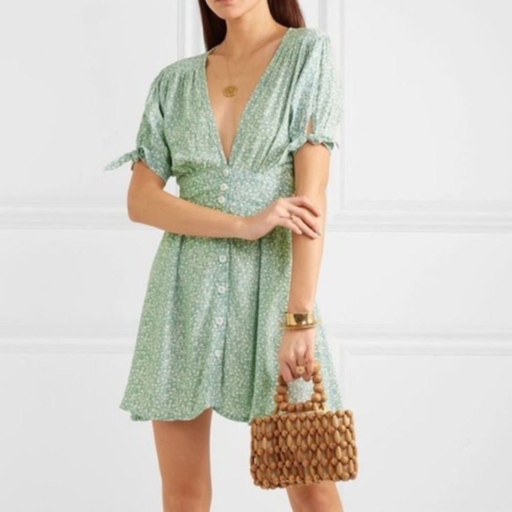 Faithfull the Brand Marianne Mini Dress Kaia Seafoam Floral